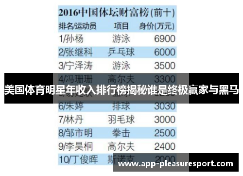 美国体育明星年收入排行榜揭秘谁是终极赢家与黑马